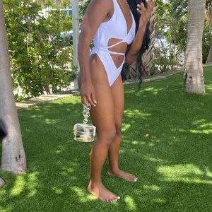 White one-piece bathing-suit